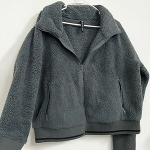 Athleta Slate Gray Sherpa Zip Jacket